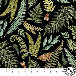 Northcott Wild Harvest Large Ferns Black Northcott Wild Harvest Large Ferns Black