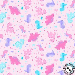 Maywood Studio Playtime Flannel Dinosaurs Pink