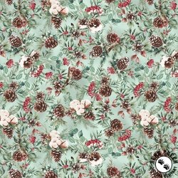 Hoffman Fabrics Cotton and Pine Seafoam/Silver