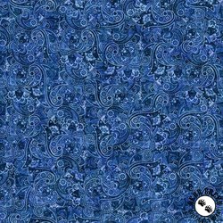 QT Fabrics Yippie Ki Yay! Bandana Paisley Denim QT Fabrics Yippie Ki Yay! Bandana Paisley Denim