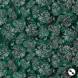 Hoffman Fabrics Cotton and Pine Pinecones Emerald/Silver