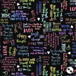 Windham Fabrics Shine On Self-Love Black Windham Fabrics Shine On Self-Love Black