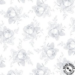 Henry Glass Quilters Flour VI Stylized Rose White on White Henry Glass Quilters Flour VI Stylized Rose White on White