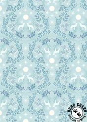 Lewis and Irene Fabrics A Winter's Moon Stag Ice Blue with Pearl Lewis and Irene Fabrics A Winter's Moon Stag Ice Blue with Pearl