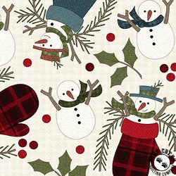 Maywood Studio Holly Jolly Flannel Snowmen Cream