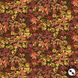 P&B Textiles Autumn Retreat Tossed Leaves Dark Brown