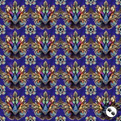 QT Fabrics Mystic Owls Feather Medallion Purple