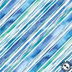 Blank Quilting Seatopia Watercolor Diagonal Stripe Aqua