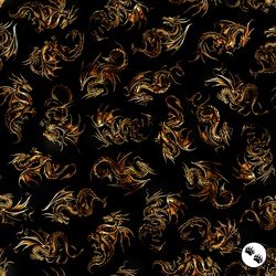 QT Fabrics Dragon's Song Linocut Black QT Fabrics Dragon's Song Linocut Black