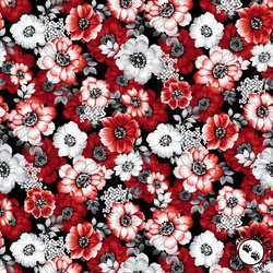 Henry Glass Scarlet Days and Nights Large Floral White/Multi
