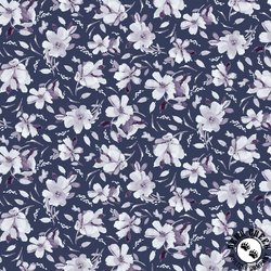 P&B Textiles Meadow At Dusk Flower Toss Dark Blue P&B Textiles Meadow At Dusk Flower Toss Dark Blue