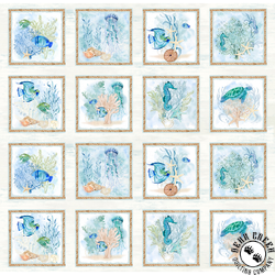 P&B Textiles Sea Whispers Panel Sea Life Blocks Multi