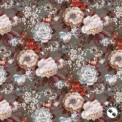 P&B Textiles Le Jardin Garden Blooms Darker Stone/Warm Grey