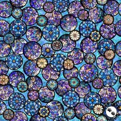 QT Fabrics Mosaic Blooms Floral Circle Vignettes Turquoise QT Fabrics Mosaic Blooms Floral Circle Vignettes Turquoise