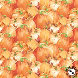 Blank Quilting Autumn Blessings Stacked Pumpkins Orange