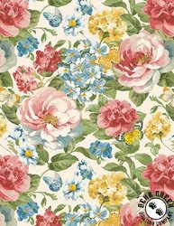 Wilmington Prints Blushing Meadow Packed Floral Cream