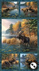 Northcott Autumn Woodland Naturescapes Panel Blue Multi