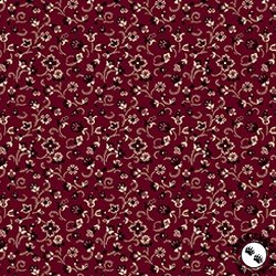 QT Fabrics Oxford Archival Flower with Dotted Scroll Brick