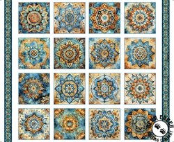 QT Fabrics Bohemian Sunrise Foulard Medallion Patches Block Panel QT Fabrics Bohemian Sunrise Foulard Medallion Patches Block Panel