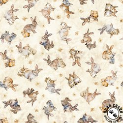 QT Fabrics Hunny Bunny Tossed Bunnies Cream QT Fabrics Hunny Bunny Tossed Bunnies Cream