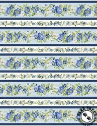 Wilmington Prints Blossom Blues Border Stripe