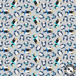 Clothworks Snow Drift Penguins Light Gray Clothworks Snow Drift Penguins Light Gray