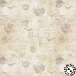 Clothworks Harmony Birds Dark Butter