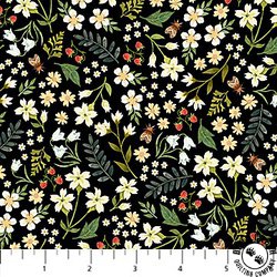 Northcott Wild Harvest Flowers Black