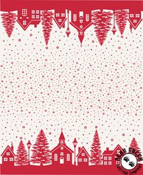 Moda Buon Natale Christmas Village Double Border Print Snowflake/Pomegranate