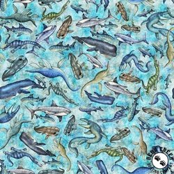 QT Fabrics Savage Kingdom Underwater Dinos Turquoise QT Fabrics Savage Kingdom Underwater Dinos Turquoise