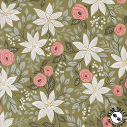 Moda Berry And Pine Poinsettia Party Sage Moda Berry And Pine Poinsettia Party Sage