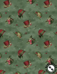 Wilmington Prints Woodland Snowmen Hat Toss Green Wilmington Prints Woodland Snowmen Hat Toss Green