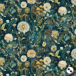 Timeless Treasures Forest Whisper Midnight Wild Floral Night
