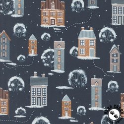 Moda Purrfect Christmas Snowy Town Midnight Moda Purrfect Christmas Snowy Town Midnight