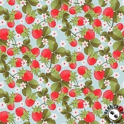 Studio E Fabric In The Thicket Strawberries Light Blue Studio E Fabric In The Thicket Strawberries Light Blue