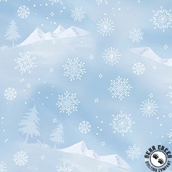 Benartex Woodland Wonderland Mountain View Light Blue Benartex Woodland Wonderland Mountain View Light Blue