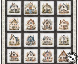 QT Fabrics Home Sweet Home Picture Patch Panel Charcoal QT Fabrics Home Sweet Home Picture Patch Panel Charcoal