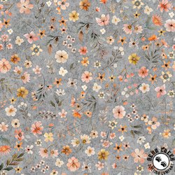 QT Fabrics HedgeHugs Floral Toss Gray