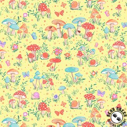 Andover Fabrics Fairy Dust Toadstool Yellow