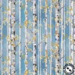 Studio E Fabrics Behind Blue Eyes Birch Trees Slate