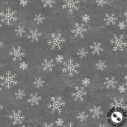 Clothworks Snow Mountain Flannel Snowflakes Dark Gray