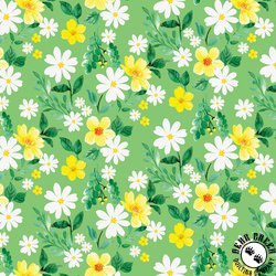 Benartex Delightful Daisies Daisy Garden Green