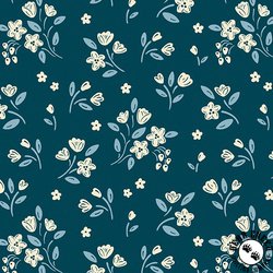 Andover Fabrics Cozy House Apple Blossom Midnight