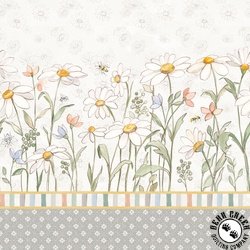 Clothworks Daisy Field Double Border Gray Clothworks Daisy Field Double Border Gray