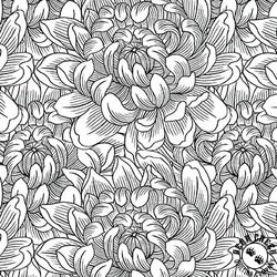 Henry Glass Scarlet Days and Nights Pen and Ink Peonies White