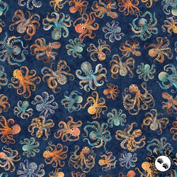 QT Fabrics Deep Sea Dazzle Octopus Navy QT Fabrics Deep Sea Dazzle Octopus Navy