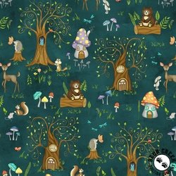 Windham Fabrics Enchanted Woods Into the Woods Dark Teal Windham Fabrics Enchanted Woods Into the Woods Dark Teal