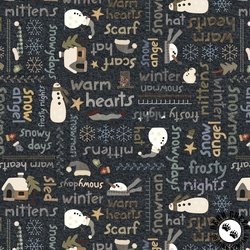 Studio E Fabric Snowy Days and Frosty Nights Snow Many Words Graphite Studio E Fabric Snowy Days and Frosty Nights Snow Many Words Graphite