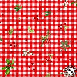 Maywood Studio Winter Wreaths Gingham Greens Red