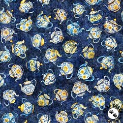 QT Fabrics Citrus Bliss Teapots Navy QT Fabrics Citrus Bliss Teapots Navy